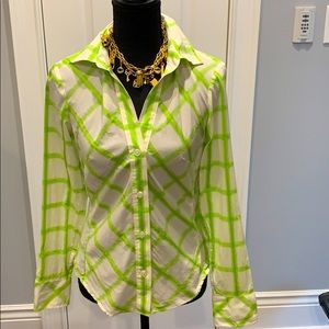 BANANA REPUBLIC LATTICE PRINT BUTTON DOWN.